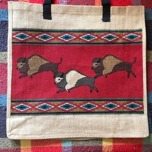 ❤️Large Red Jute Tote with Buffalo